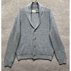 Beryll 100% Cashmere Button Up Cardigan Ribbed Women XL Gray EUC Long Sleeve
